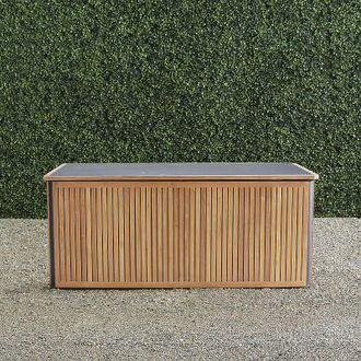 Frontgate Teak and Aluminum Storage Chest - Frontgate