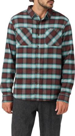 O'Neill Coastline Plaid Stretch Cotton Flannel Button-Up Shirt in Chocolate at Nordstrom, Size Xx-Large