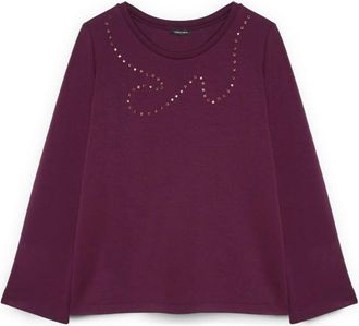 Fiorella Rubino Scuba Sweatshirt met Sierstenen - Dames - Sweatshirts - Rood - L - Polyester - Hoodies & sweatvesten
