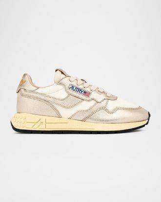 Autry Reelwind Metallic Leather Low-Top Sneakers