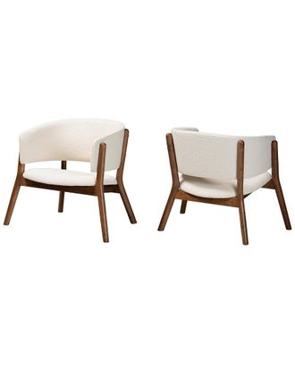 Baxton Studio Set of 2 Baron Mid-Century Modern Boucle Accent Chairs
