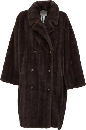 S.W.O.R.D 6.6.44 Lange Dubbelzijdige Jas van Imitatiebont - Dames - Mantel - Bruin - XS - Polyester - Jassen