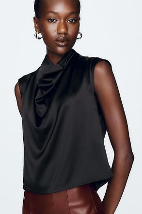 Anthropologie By Anthropologie Opal Stretch Silk Cowl Neck Top