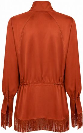 Rowen Rose Fringed Viscose Dress - Orange