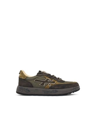 Premiata Nous Green Leather Blend Sneakers
