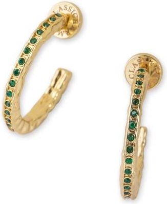 Classicharms Stella Molten Color Cubic Zirconia Hoop Earrings in Gold/green at Nordstrom