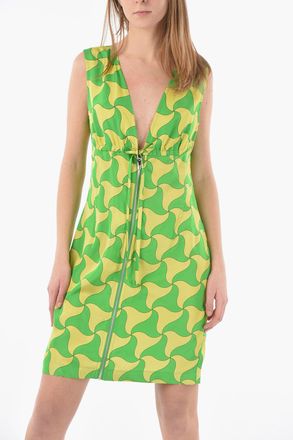 Bottega Veneta Mini Dress PARACHUTE a Fantasia Ondulata con Scollo Profondo Bottega Veneta