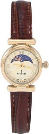 Peugeot Petite Sun Moon Glossy Leather Watch- 25MM in Champagne at Nordstrom