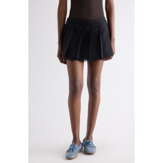 Acne Studios Lace Trim Pleated Miniskirt in Black at Nordstrom, Size 10 Us