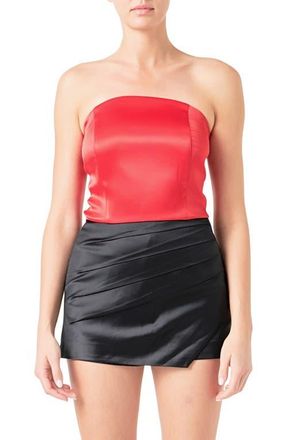 endless rose Strapless Satin Crop Top in Red at Nordstrom, Size X-Small