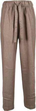 Myths Wolblend Broek - Dames - Slim Fit Broeken - Bruin - 2XS - Wol - Broeken