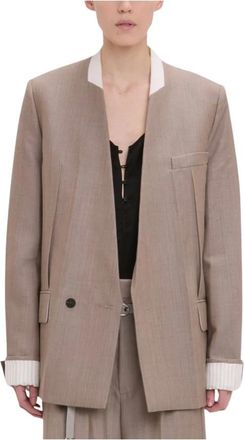 Victoria Beckham Blazers, female, Brown, Size: XS Double-Breasted Blazer and Wide Trousers Suit