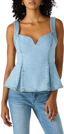Steve Madden Zenia Stretch Cotton Peplum Top in Delft Blue at Nordstrom, Size 10