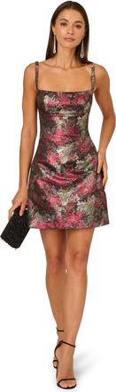 Adrianna Papell Womens Metallic Jacquard Mini Dress - Red - Size 16 UK