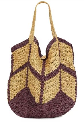 Free People Womens Mykonos Straw Tote Bag In Espresso Combo