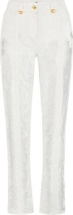 Elisabetta Franchi Jeans, Dames, Wit, W26, Katoen, Palazzo Jeans met Franjes