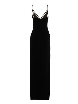 DAVID KOMA Viscose Blend Cami with Mesh Inserts Dress - Black