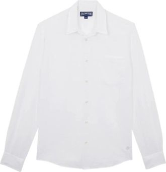 Vilebrequin Caroubis Linnen en Katoenen Overhemd - Heren - Casual Overhemden - Wit - 3XL - Katoen - Overhemden