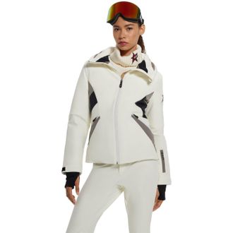 HUGO BOSS Womens Solid Patterned Regular Fit Ski Jacket in White - Size 16 UK