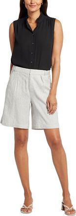 NYDJ Nydj Relaxed Slubby Stripe Linen-Blend Short