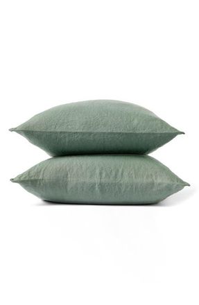 Coyuchi Relaxed Organic Linen Pillowcases in Juniper at Nordstrom, Size California King