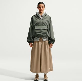 Nike Womens Nike Sportswear Oversized Mid-Rise Poplin Culottes in Brown | IV4982-297