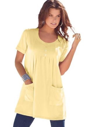 Roaman's Plus Size Two Pocket Soft Knit Swing Tunic in Banana at Nordstrom, Size Medium