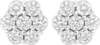 House of Brilliance 14K White Gold 3/4 Cttw 7 Stone Floral Cluster Diamond Stud Earrings at Nordstrom