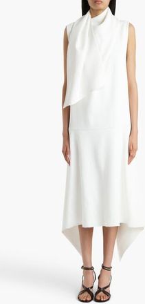 Khaite Loell Asymmetric Scarf Dress in Chalk at Nordstrom, Size 2