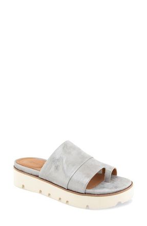 Gentle Souls Laverne Toe Loop Platform Sandal in Pewter Leather at Nordstrom, Size 5.5