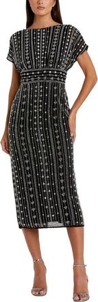 Mac Duggal Cap Sleeve Empire Waist Sheath Midi Dress