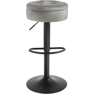 Woltu 1x Taburete De Bar De Cocina Con Reposapi&eacute;s Giratorio Y Ajustable - Gris Claro - Woltu