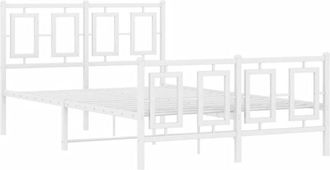 vidaXL Estructura Cama Sin Colch&oacute;n Con Estribo Metal Blanco 120x190 Cm Vidaxl