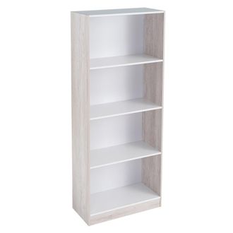 Unimasa Librería de 3 estantes de madera MDF blanca contemporánea