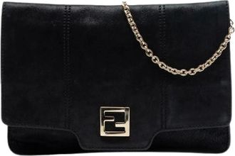 Fendi Pre-owned Clutches, female, Black, Size: ONE SIZE Pre-owned Nubuck Crossbody Bag