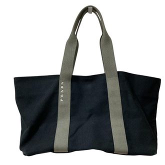Prada Black Gray Canvas Tote Bag (Pre-Owned)