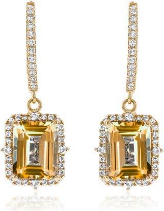 Suzy Levian Semiprecious Stone Halo Drop Earrings in Orange/yellow at Nordstrom Rack