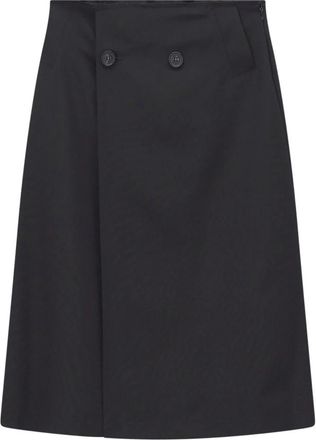 Maison Margiela Midi Rok - Dames - Midirokken - Zwart - 2XS - Wol - Rokken