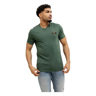 Emporio Armani Premium Label Stretch Viscose-Blend T-shirt met ronde hals - Heren - T-shirts - Groen - M - Tops