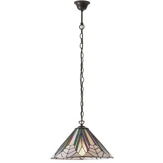 Loops Tiffany Glass Hanging Ceiling Pendant Light Bronze Chain Deco Lamp Shade i00076 in Clear