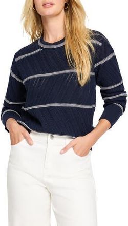 Nic+Zoe Stripe Pointelle Stitch Sweater in Indigo Multi at Nordstrom Rack, Size Xx-Large