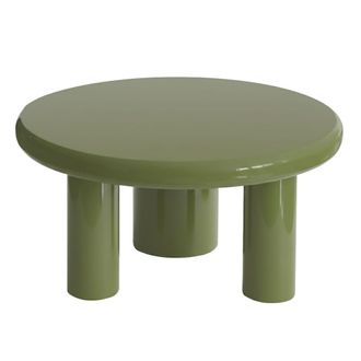 Oviala Mesa de centro redonda de 100 cm en MDF lacado en verde oliva