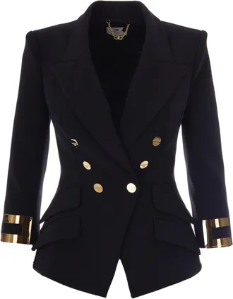 Elisabetta Franchi Black Logo Gioiello Polyester Blazer