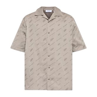 Off-white Logo Shirt - Heren - Korte mouwen Overhemden - Beige - XS - Katoen - Overhemden