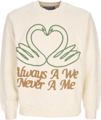 Market Crewneck Sweatshirt met Fleece Voering - Heren - Sweatshirts - Beige - S - Katoen - Hoodies & sweatvesten