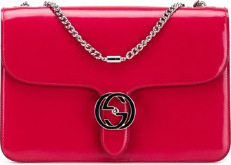 Gucci Womens Pre-owned Medium Patent Dollar Interlocking G Crossbody - Poppy Leather - One Size