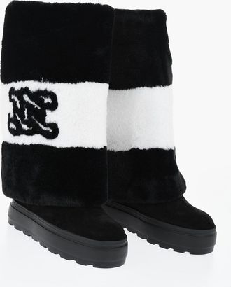 Casadei Stivali in Suede con Risvolto in Ecopelliccia Casadei