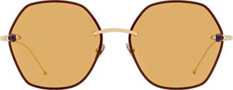 POMELLATO PM0091S Cabochon-Stone Hexagonal Metal Sunglasses - Gold