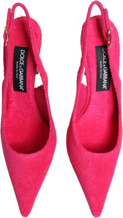 Dolce & Gabbana Womens Pink Terry Cloth High Heels Slingback Shoes