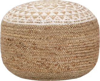 vidaXL Puf Tejido A Mano Yute Blanco 45x30 Cm Vidaxl
